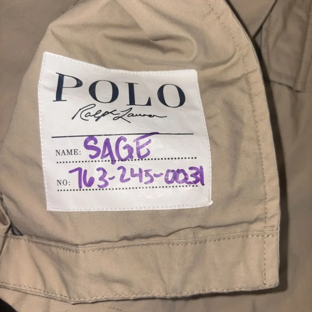 Ralph Lauren Polo Big Girls Lightweight Princess Trench Coat 12 Tan Belt Collar